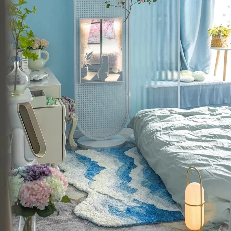 AquaWave | Modischer Teppich für Zuhause | Wellen-Design in Meeresfarben | Weich, pflegeleicht & stilvoll