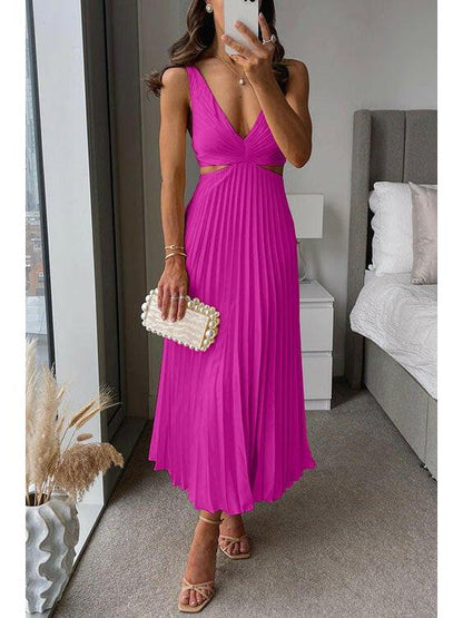 Isabella | Women's Bodycon Dress With V-Neckline And Flowing Pleats