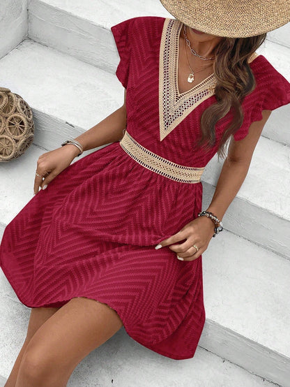 Ombelira – Summer Mini V Neck Dress Women