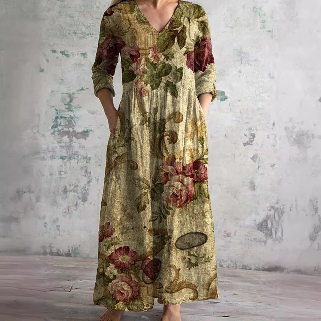 Damen Sommerkleid mit Blumenmuster | Maxi