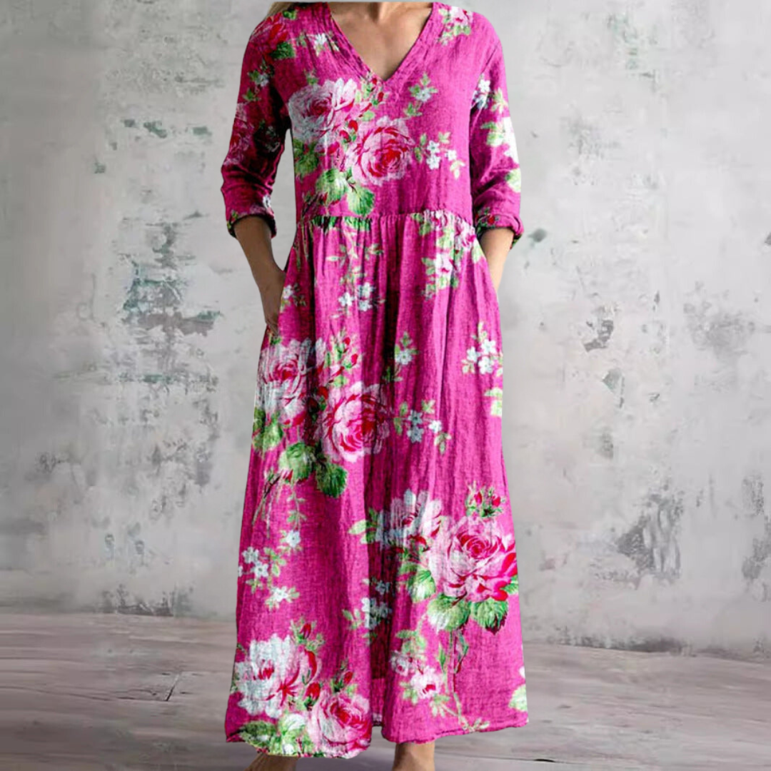 Damen Sommerkleid mit Blumenmuster | Maxi