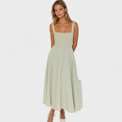 Maribel – Vestido Midi con Escote Cuadrado que realza tu feminidad