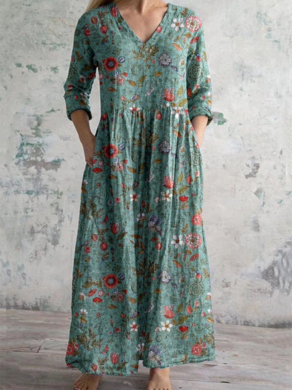 Celestine | Vintage Floral Print Maxi Dress