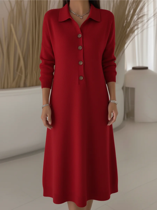 Lanique | Stilvolles Langarmkleid mit Dezenter Knopfreihe