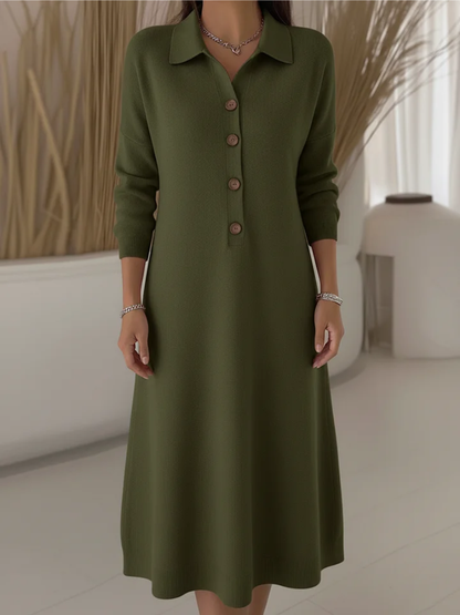 Lanique | Stilvolles Langarmkleid mit Dezenter Knopfreihe