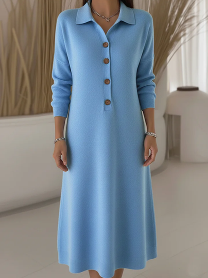 Lanique | Stilvolles Langarmkleid mit Dezenter Knopfreihe