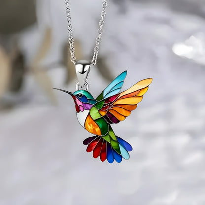 Elegant Hummingbird Necklace - Colourful Bird Design