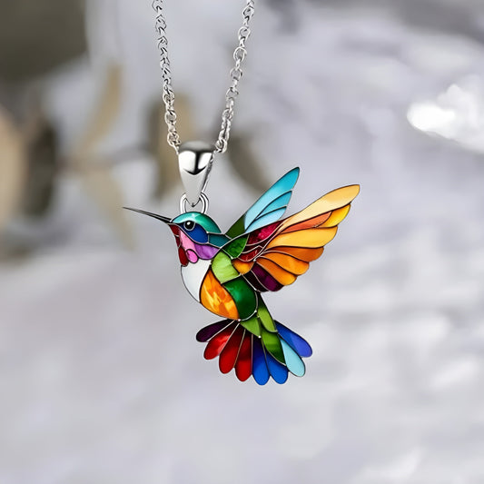 Elegant Hummingbird Necklace - Colourful Bird Design