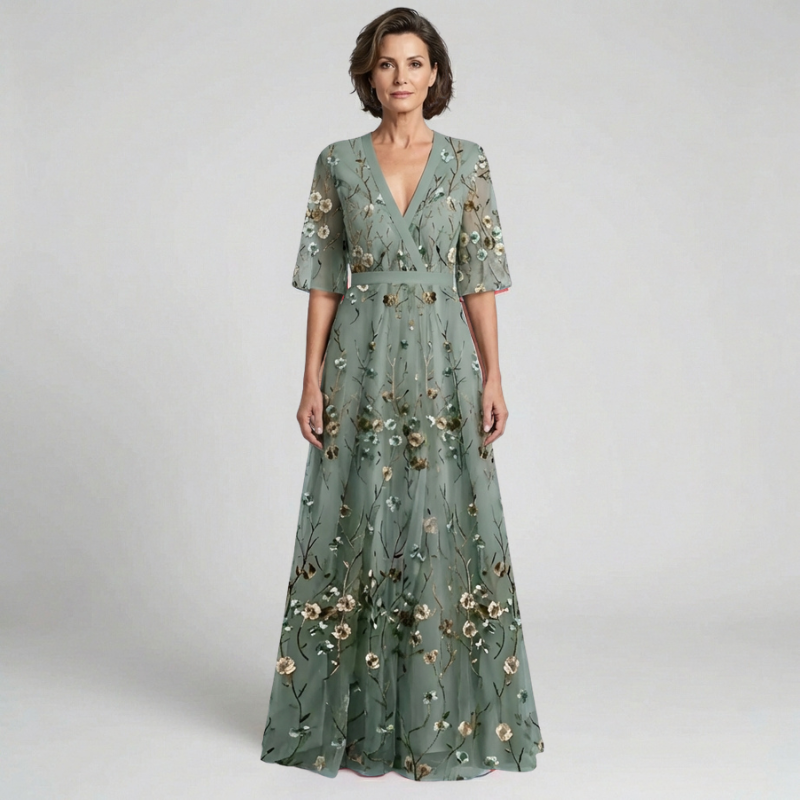 Celestine | Robe Maxi Élégante avec Décolleté Profond