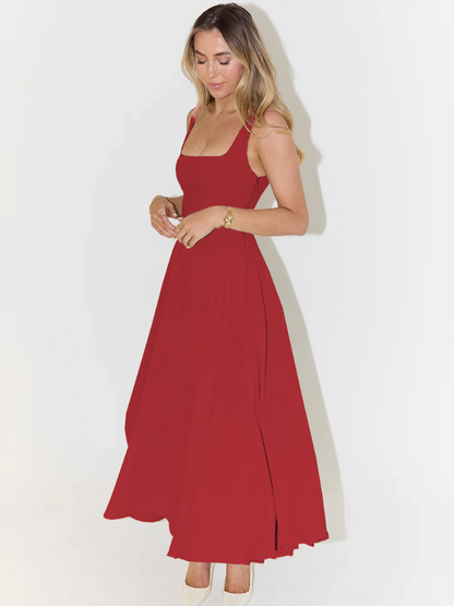 Carolina – Vestido de Gala com Decote Carmen e Saia Fluida