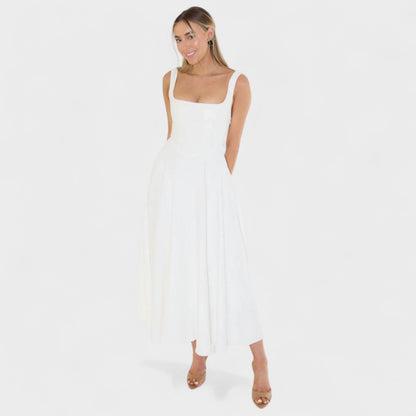 Maribel – Vestido Midi con Escote Cuadrado que realza tu feminidad