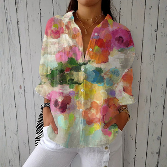 Inês - Blusa Acuarela Floral Elegante