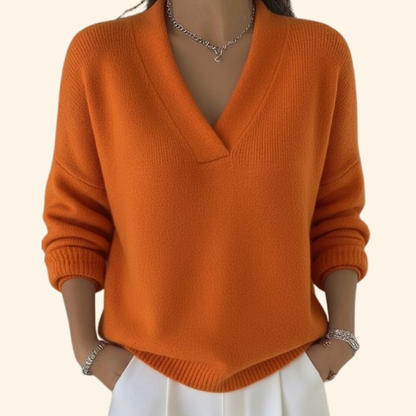 Vona - Maglione con scollo a V effetto soft touch