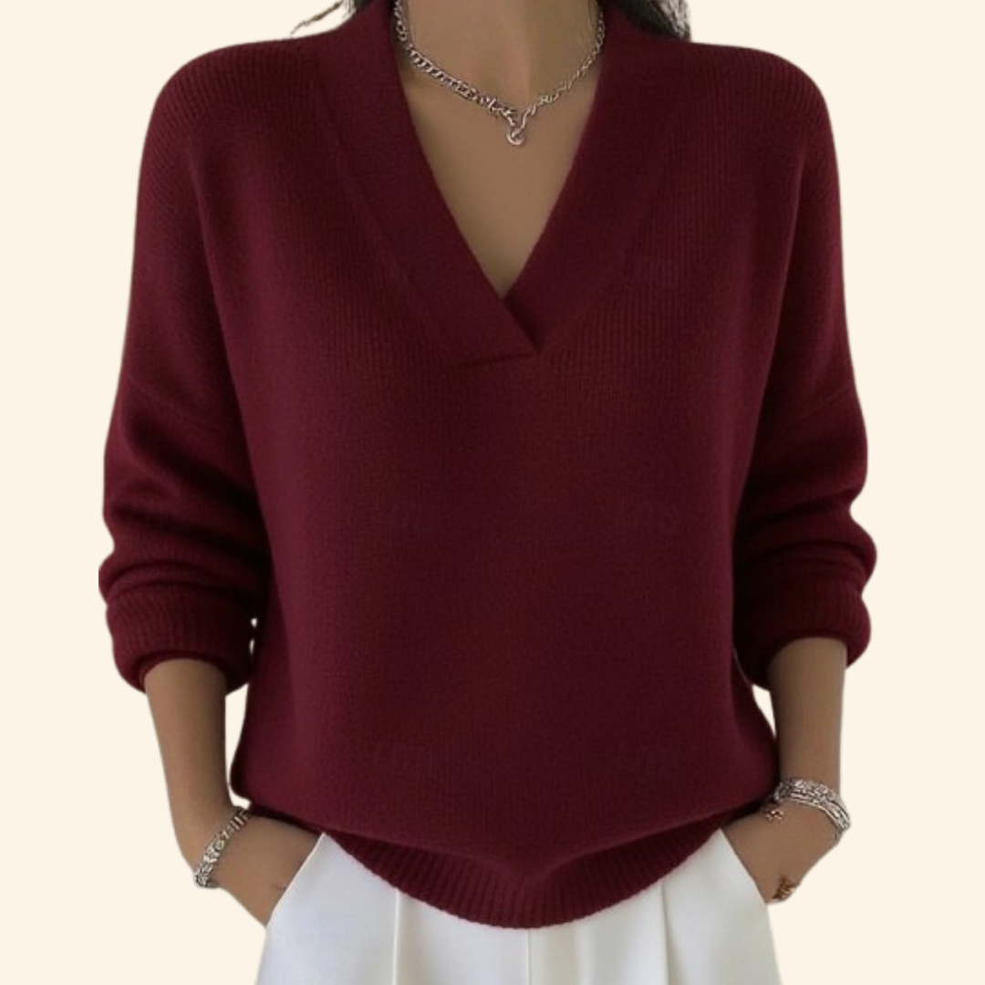 Vona - Maglione con scollo a V effetto soft touch
