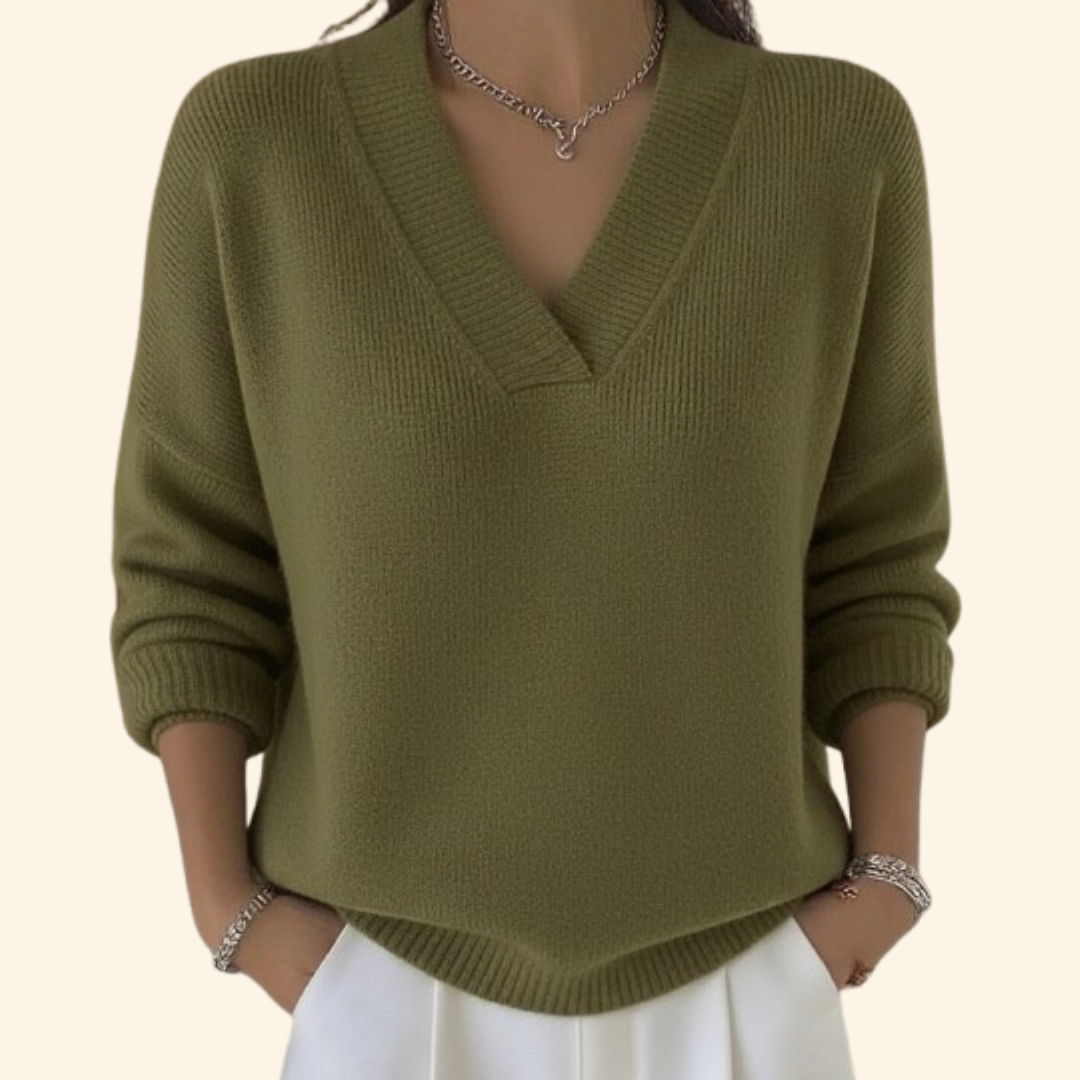 Vona - Maglione con scollo a V effetto soft touch