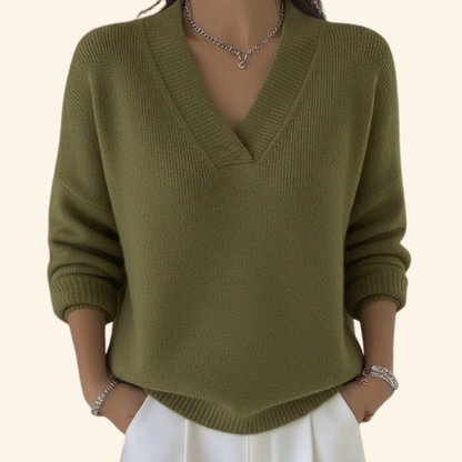 Vona - Maglione con scollo a V effetto soft touch