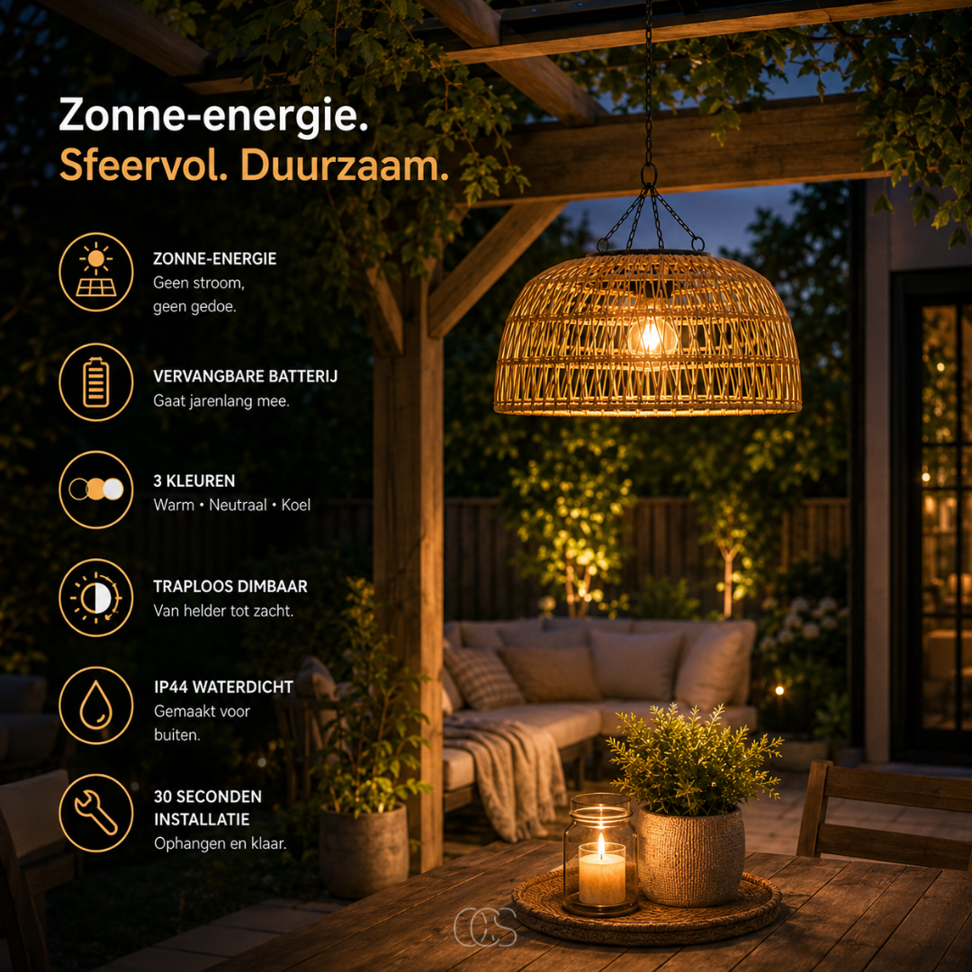 OCS - Buitenhanglamp Solar Rattan