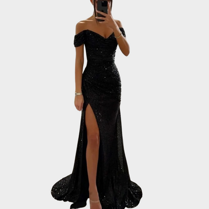 Robe de Soirée Longue avec Fente pour Invitée de Mariage