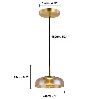 LED Pendelleuchte rund Glas Metall, Moderne Hängelampe