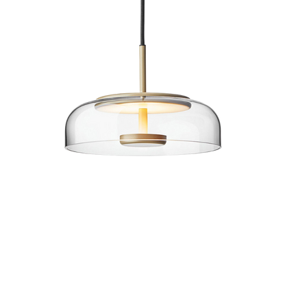 LED Pendelleuchte rund Glas Metall, Moderne Hängelampe
