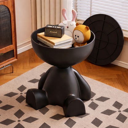 Table d’appoint noire multifonction – design original en résine