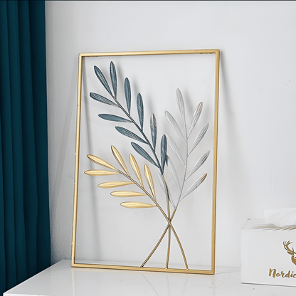 Leafy Luxe - Nordisk Metallväggkonst Inspirerad av löv för Stilrena hem