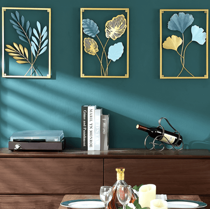 Leafy Luxe - Nordisk Metallväggkonst Inspirerad av löv för Stilrena hem