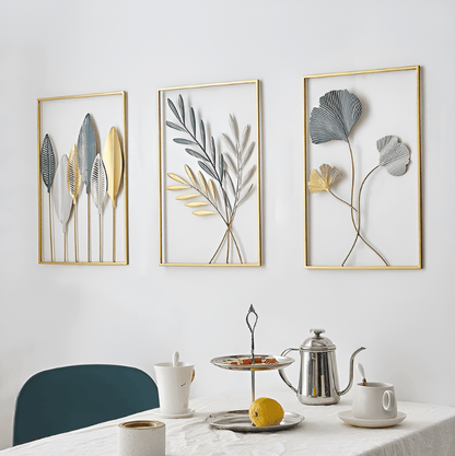 Leafy Luxe - Nordisk Metallväggkonst Inspirerad av löv för Stilrena hem