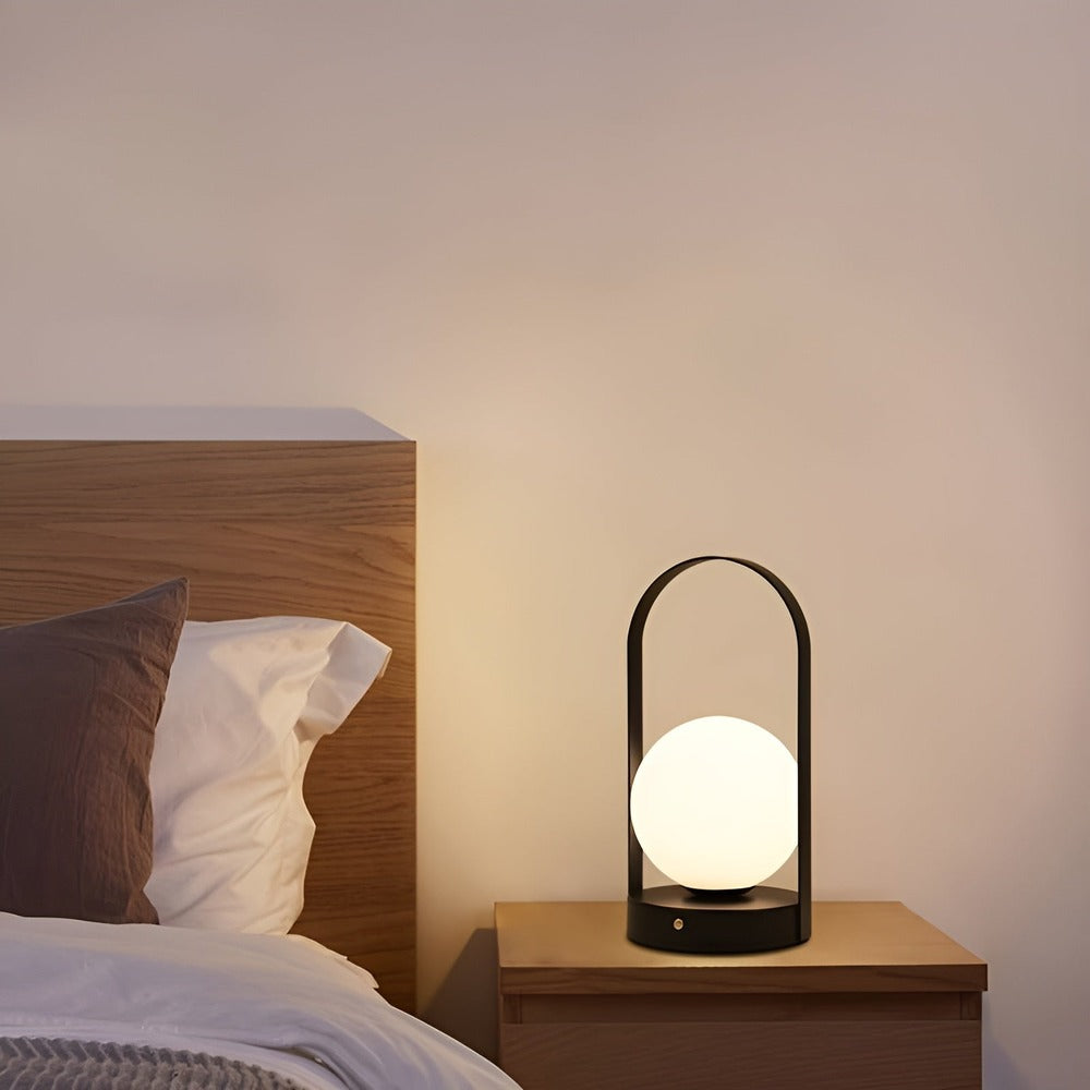 OrbitaLED - Sladdlös Bordslampa med klot - Uppladdningsbar och Rostfri