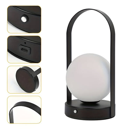 OrbitaLED - Sladdlös Bordslampa med klot - Uppladdningsbar och Rostfri