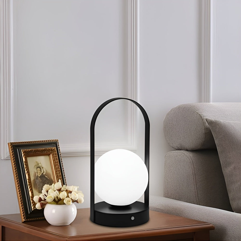 OrbitaLED - Sladdlös Bordslampa med klot - Uppladdningsbar och Rostfri