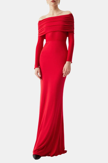 Orianna – Off-Shoulder Long Sleeve Long Dress