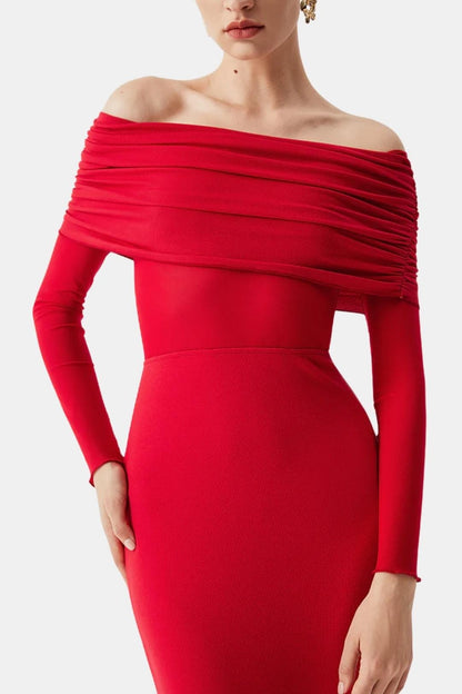 Orianna – Off-Shoulder Long Sleeve Long Dress