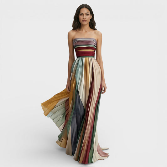 Ornella Lange Maxi Jurk | Geplooid | Off-Shoulder | Vloeiende Snit 0