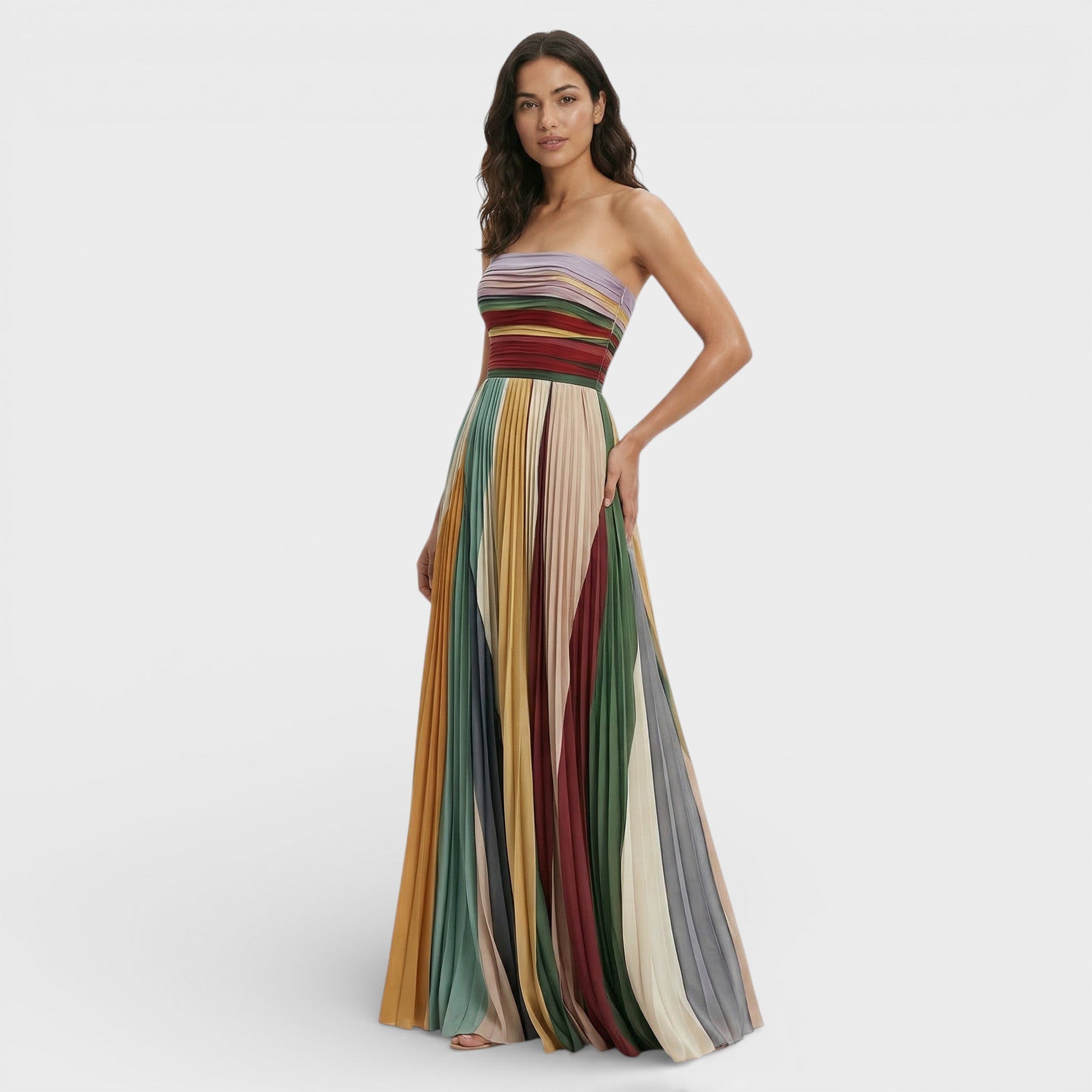Ornella Lange Maxi Jurk | Geplooid | Off-Shoulder | Vloeiende Snit 1