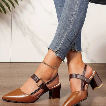 Talons pour femmes | Talon bloc bas, bride arrière | Confort rembourré