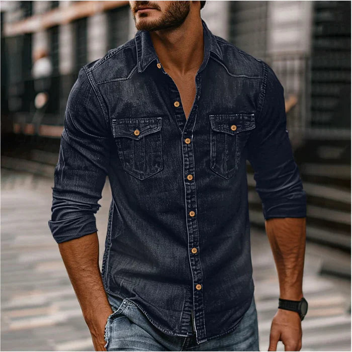 Overhemd Heren | Stoer Spijkeroverhemd met Western Details & Slim Fit