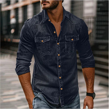Overhemd Heren | Stoer Spijkeroverhemd met Western Details & Slim Fit