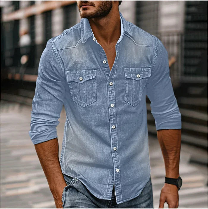 Overhemd Heren | Stoer Spijkeroverhemd met Western Details & Slim Fit