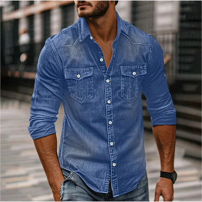 Overhemd Heren | Stoer Spijkeroverhemd met Western Details & Slim Fit