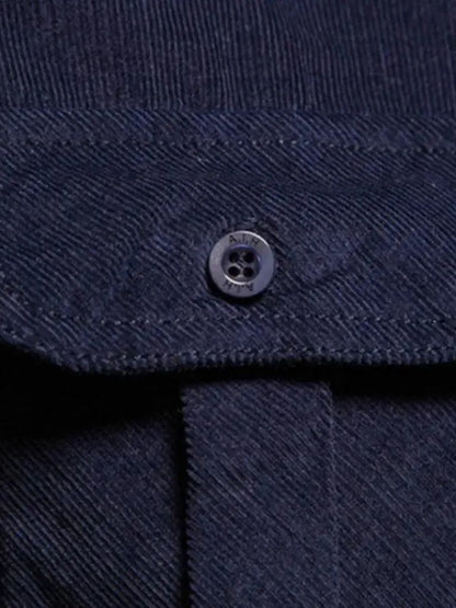 Overhemd heren | Corduroy look overhemd met borstzakken