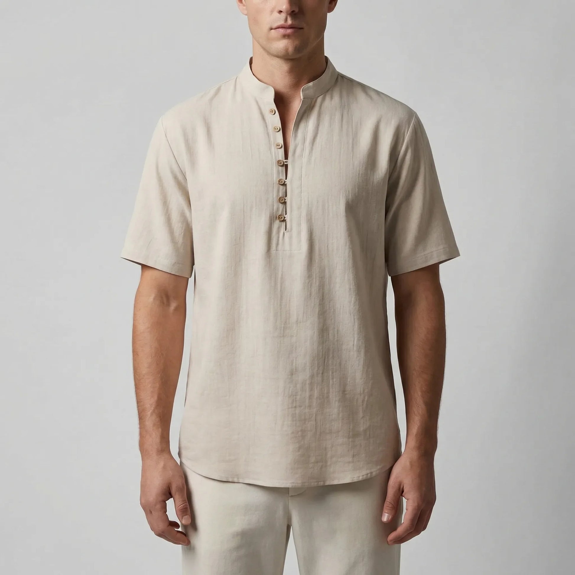 Overhemd heren | Linnen look shirt met lichte en ademende stof