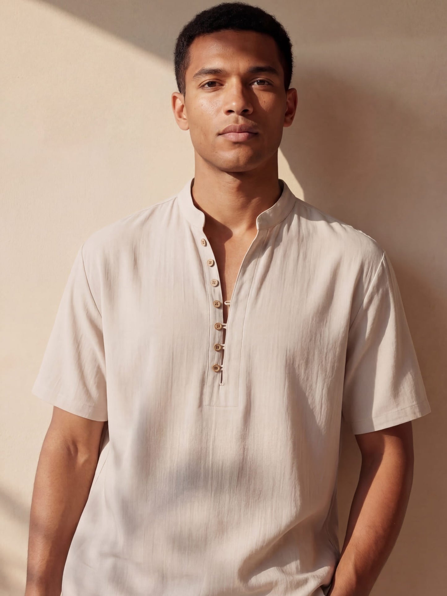 Overhemd heren | Linnen look shirt met lichte en ademende stof