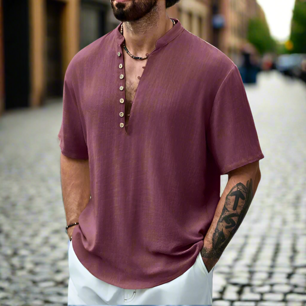 Overhemd heren | Linnen look shirt met lichte en ademende stof