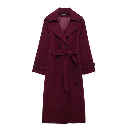 Victoria Manteau Oversize Femme – Manteau Laine Mélangée Burgundy Coupe Élégante