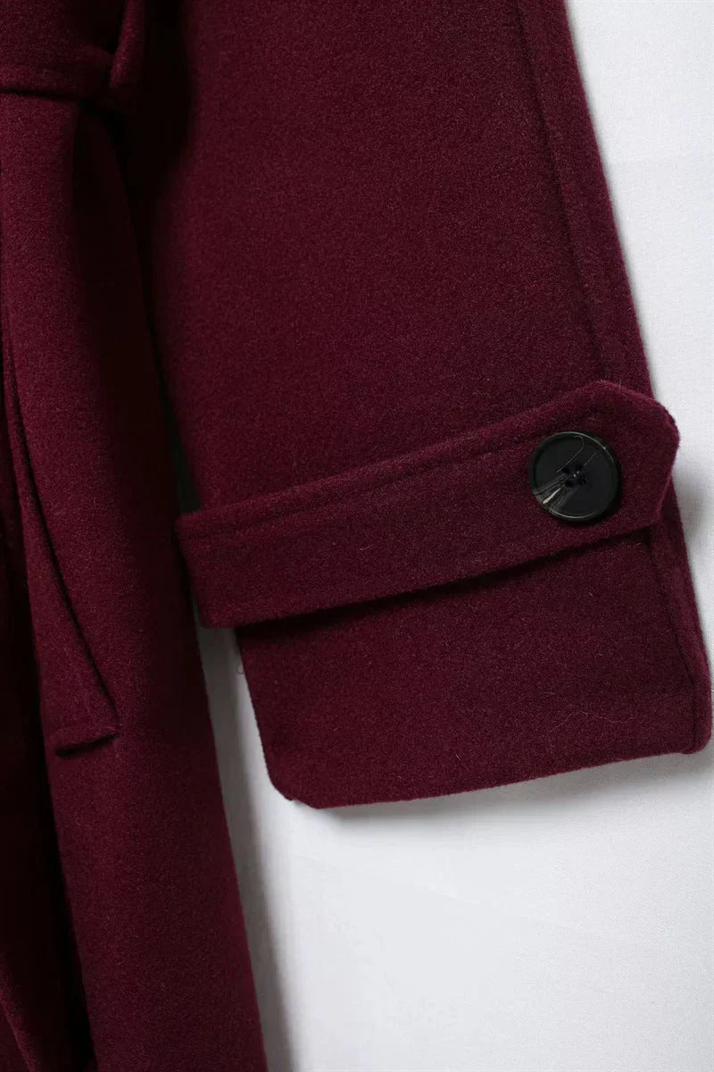 Victoria Manteau Oversize Femme – Manteau Laine Mélangée Burgundy Coupe Élégante