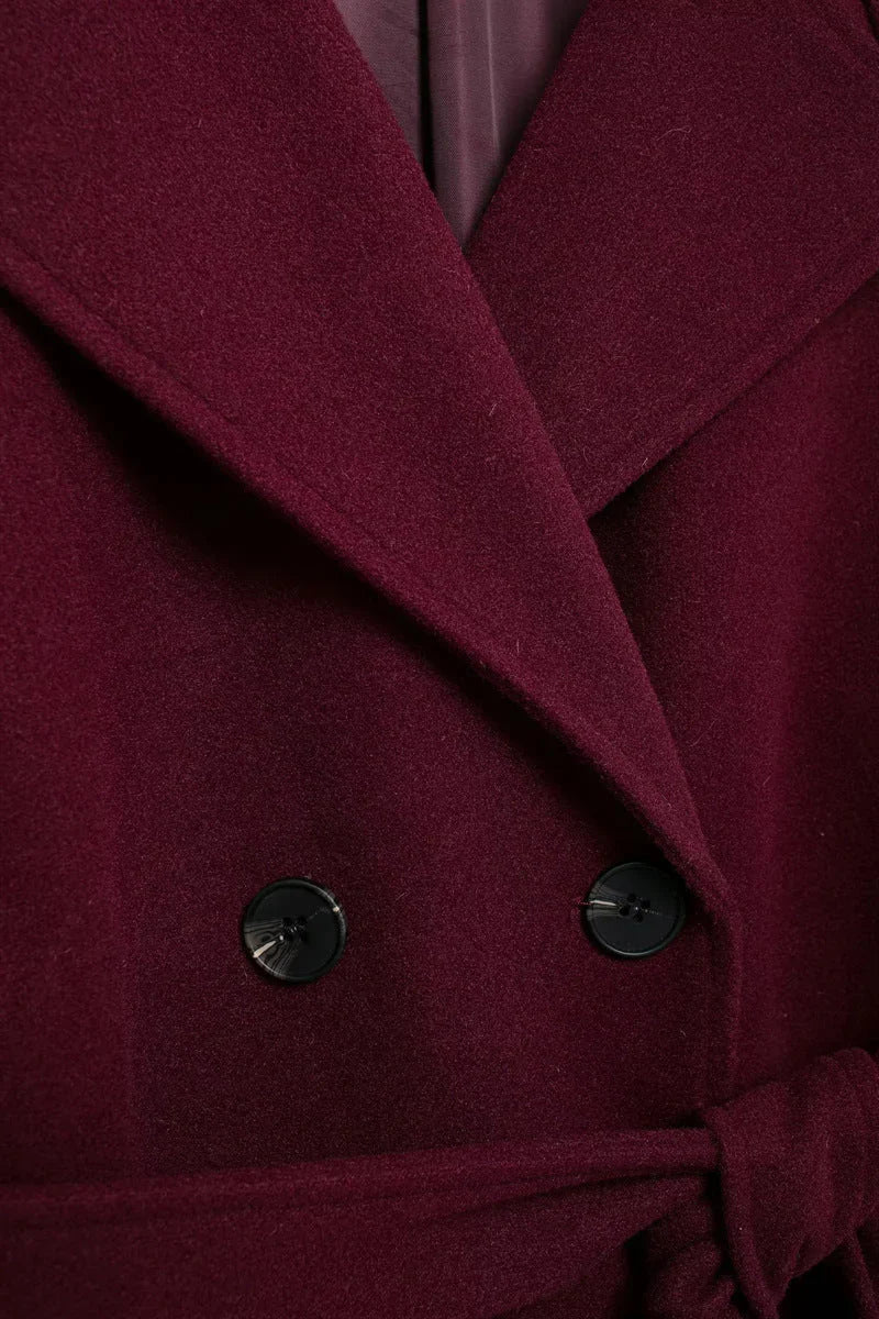 Victoria Manteau Oversize Femme – Manteau Laine Mélangée Burgundy Coupe Élégante