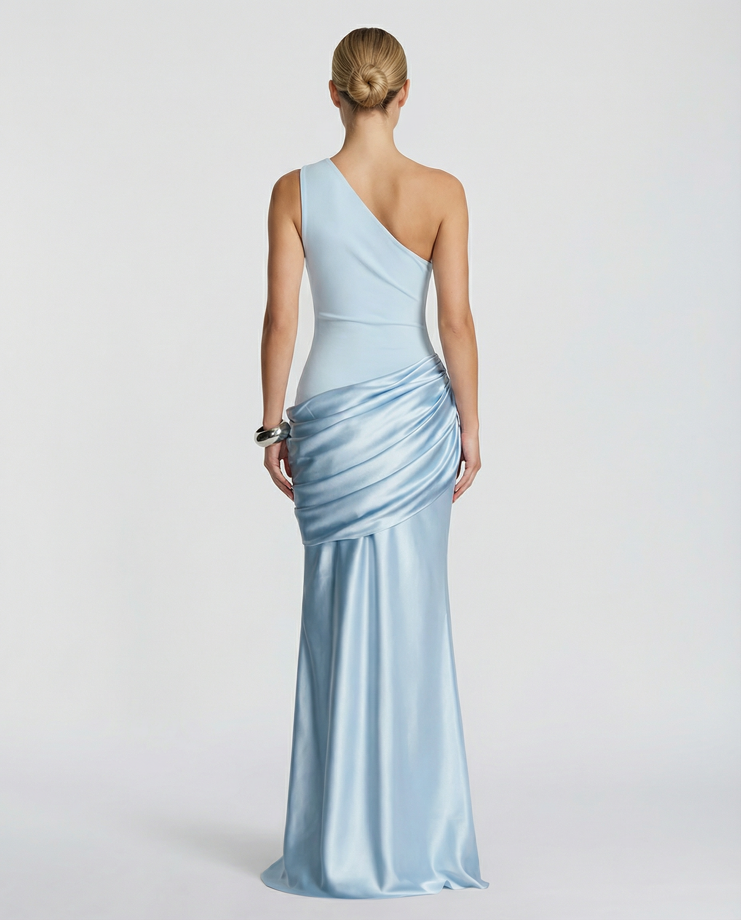 Alyssa | Maxi Dress with One-Shoulder Satin Drape