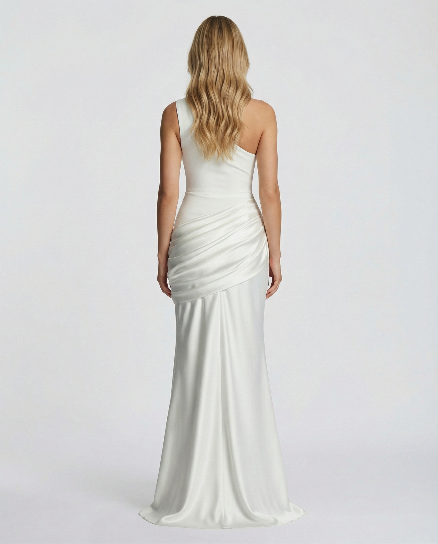 Alyssa | Maxi Dress with One-Shoulder Satin Drape