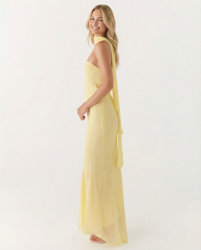 Shelia | Floral Chiffon Maxi Dress with Matching Scarf
